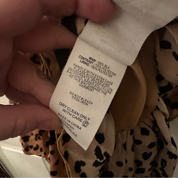 NICHOLAS Brownish/Tan Black 100%Silk Leopard Print Gathered Ruffle Frill Dress 4 - Picture 10 of 16